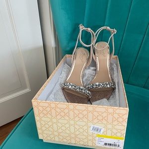 Beautiful jeweled Badgley Mischka stiletto’s with ankle strap. Worn one time.